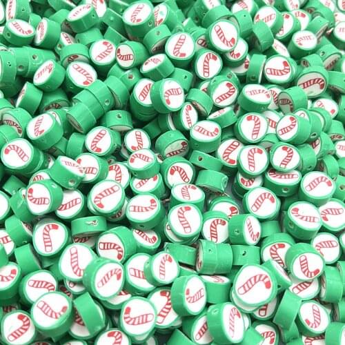 30pcs/lot 10mm Christmas Pattern Beads Polymer Clay Spacer Loose Beads for Jewelry Making DIY Hand Chain Necklace Accessories #G