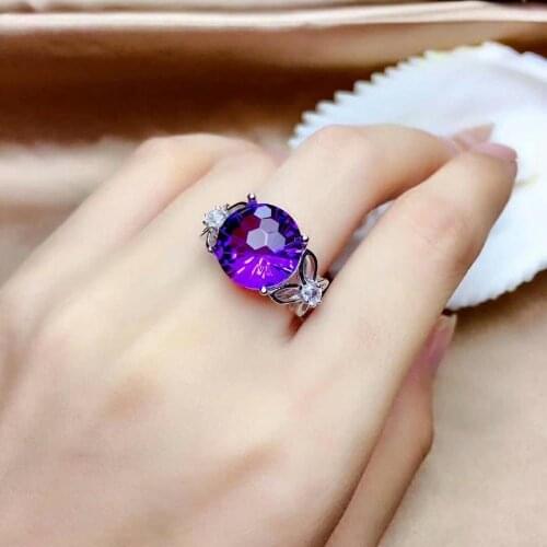 Shilovem 925 sterling silver piezoelectric amethyst Rings fine Jewelry women trendy party open classic gift new mj121277agz