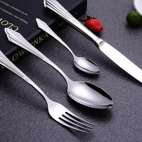 Stainless Steel Tableware Knife, Fork and Spoon Three-Piece Set Light Luxury High-End European-Style Hotel Steak Knife