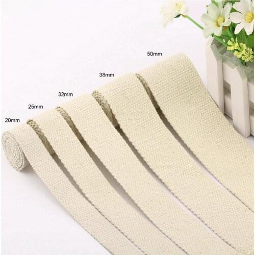 5meter Cotton Webbing20/ 25/32/38/50mm Natural Color Canvas Ribbon for Bag Strap Belt DIY Sewing Clothes Tape Decor Craft