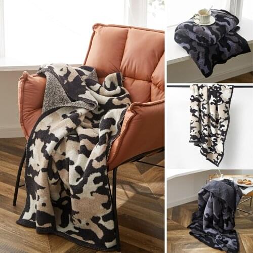 Outdoor Camouflage Knitted Blankets Throw Blanket Fleece Fluffy Faux Microfiber Blanket For Sofa Bed Home Office Travel Camping