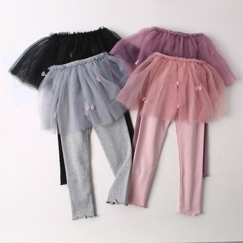 Girls Lace Leggings Spring Autumn Skirt-pants For Princess Childrens Dancing Net Gauze Skirt Leggings Kids Slim Pants