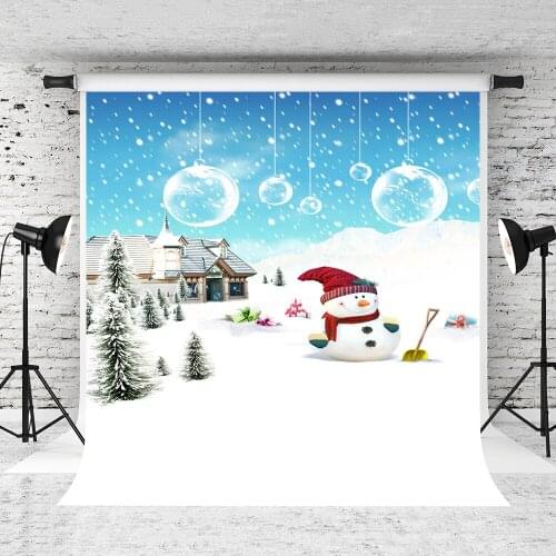 VinylBDS Snow Photography Background Fundo Bubble Snowman Winter Studio Background Children Backgrounds For Photo Studio LK 3719