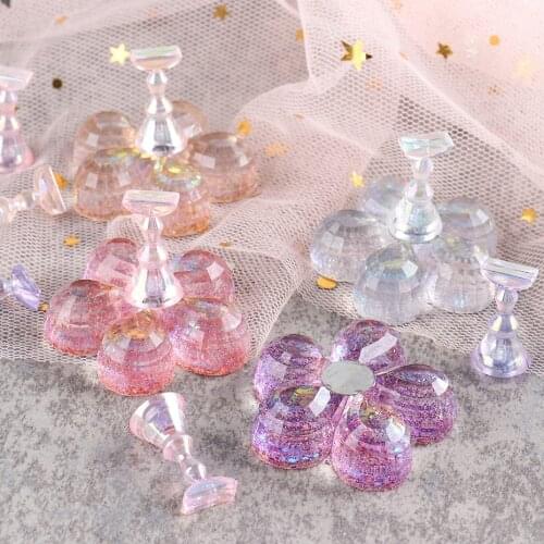 5pcs Practice Display Stand + 1pcs Nail Holder Aurora Crystal Showing Shelf False Tips Nail Art Training Tools Manicure TR1868-1