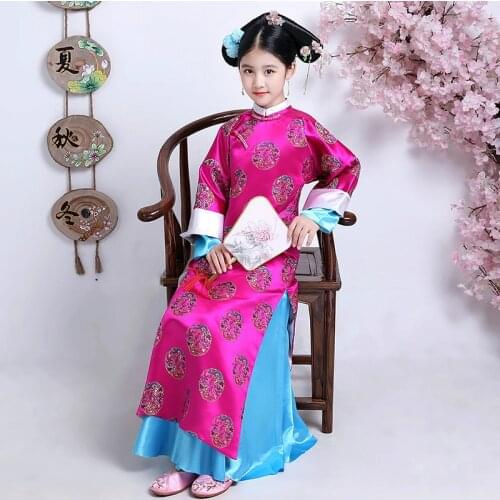 Embroidery Girl Qing Dynasty Princess Folk Elegant Costume Ancient Chinese Clothing Court Dress for Cosplay Stage Performance