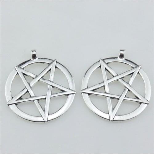Y21203 4pcs/lot Vintage Silver Fashion Jewelry Faith Five Star Pentagram Dangle Charms Pendant
