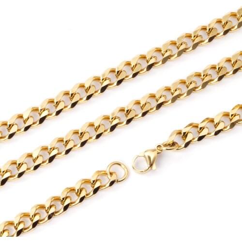 ASON Wholesale 7mm Chain Necklace For Men Women Stainless Steel Gold Plated No Fade Long Chain Wholesale DIY Jewelry Making