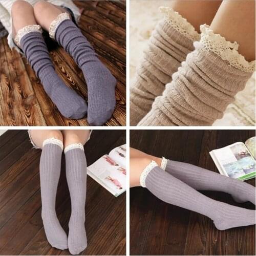 Women fashion Lace stockings Knitted Boot Cuffs 7mixed color 24pairs/lot #3885
