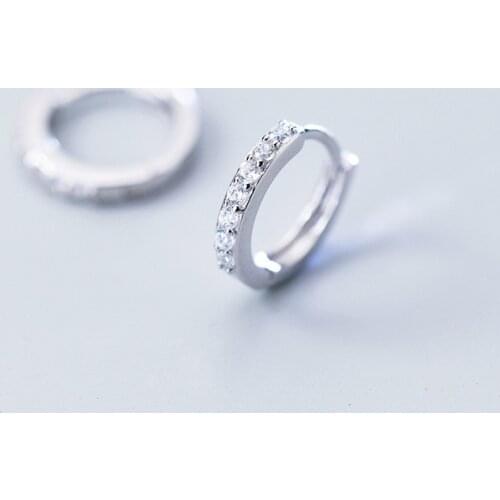 MloveAcc 100% 925 Real Sterling Silver CZ Hoop Geometric Ear Earrings for Women Girl Teen Piercing Earings Jewelry