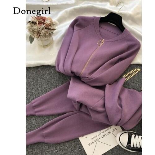 2020 Autumn Winter Women Knitted Tracksuits 3 Piece Set Zipper Jacket Coat+ Tops+Elastic Pants Suit Casual Sports Outfits Female