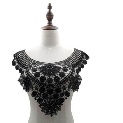 1Piece Fancy Polyester Neckline Lace Fabric White Black Lace Collar Applique For Sewing Accessories
