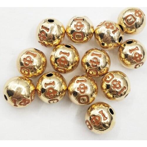 10pcs IOTA PHI THETA Bead 10MM Charms Women DIY Jewelry Accessories