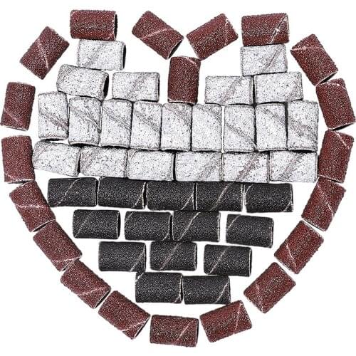 100PCS 80# 120# 180# Nail Art Sanding Bands For Electric Manicure Machine Nail Drill Bits Accessory UV Gel Acrylic Polish Tools