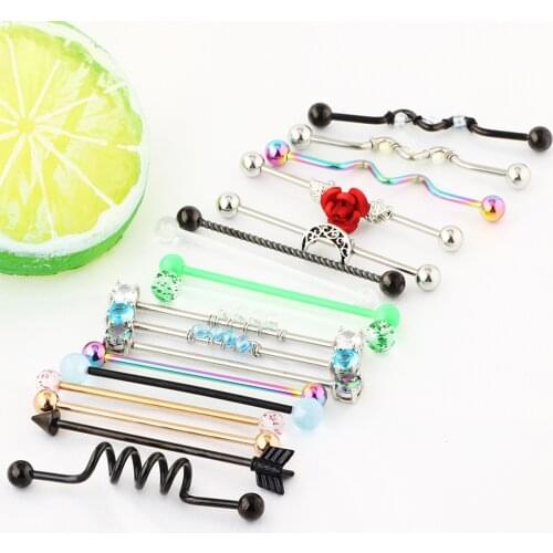 18 Pieces 14G Stainless Steel Industrial Barbell Earring Body Piercing Jewelry 1 1/2 Inch(38mm)