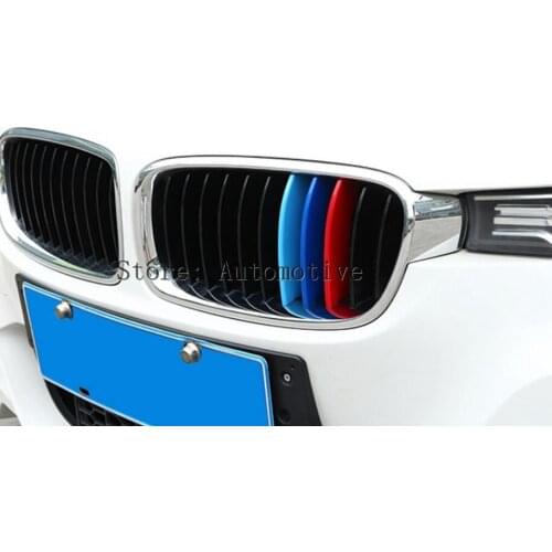 3pcs Front Grill Cover Trim ABS Chrome Sequins For BMW X3 X4 f25 F26 2011-2017 Car Accessories