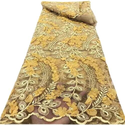 3D Flowers Lace Fabric 2021 Net French Lace Fabric African Nigerian Lace Tulle Lace Fabric For Wedding Party Dress Sewing r20-42