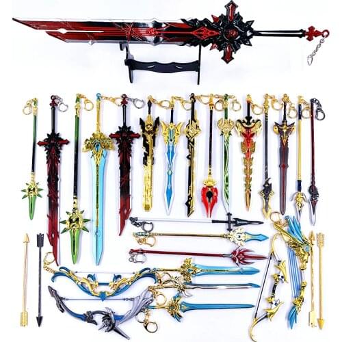40 Styles Game Genshin Impact Sword Anime Figure Weapon HuTao Klee ZhongLi Diluc Xiao Alloy Model Toys Keychain Collection for G