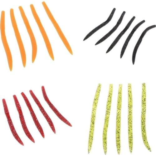 5pcs Worms Soft Plastic Vivid Artificial Bass Fishing Stick Bait Lures