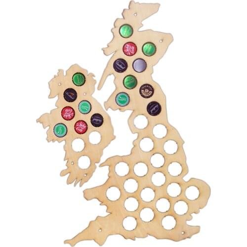 UK Beer Cap Map Bottle Cap Holder Collection Gift Art United Kingdom Beer Cap Map Display Great Britain Wood Map Wine Lover Gift