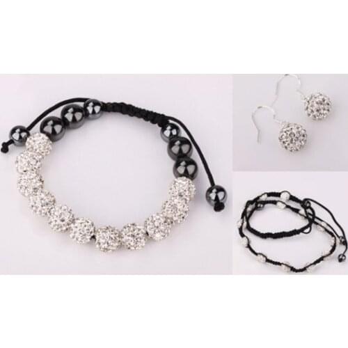Free shipping CVNMBCZ Disco Ball Beads Set Bracelet Earring fasion women Gift jewelry New Style crystal h34s