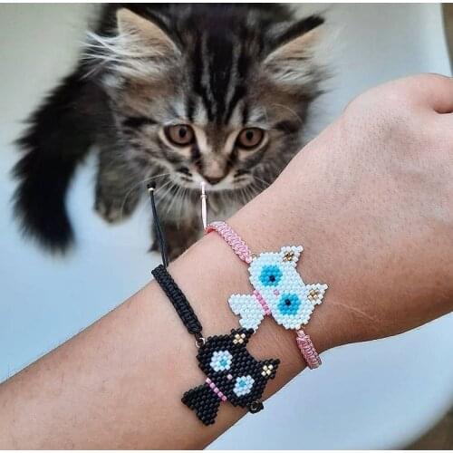 Pretty Bead MIYUKI Bracelets For Women Bohemian Lovely cat Bracelet Girl Gift