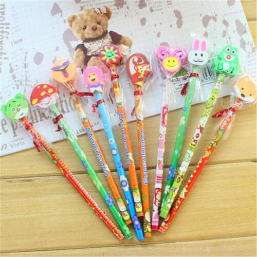 DL SY01 Korean creative stationery wooden Korean pencil cartoon with eraser pencil Japan and South Korea stationery wholesale