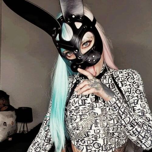 Fullyoung Fetish Head Mask Gothic Retro Rock Black Leather Halloween Carnival Masks For Men Women Cosplay Games Bdsm Bondage