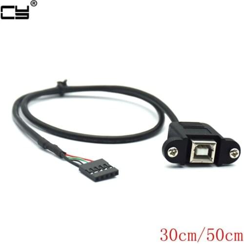 USB 2.0 B Type Female socket Printer Panel Mount to Pitch 2.0mm 5pin Housing PCB Motherboard Dupont Cable 30cm 50cm