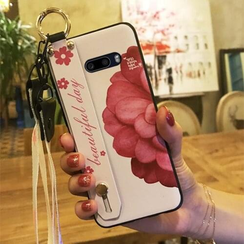 Dirt-resistant Lanyard Phone Case For LG G8X ThinQ Silicone Delicate Painted Anti-knock Shockproof Fashion Design Phone Holder
