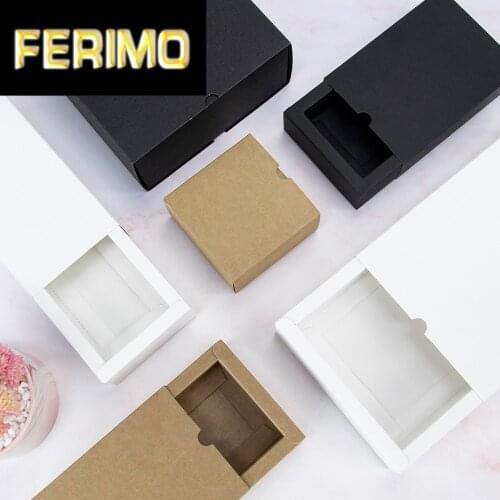 10pcs / kraft paper box black white cardboard gift box Festival Party small box soap wig pull-out box support printing logo