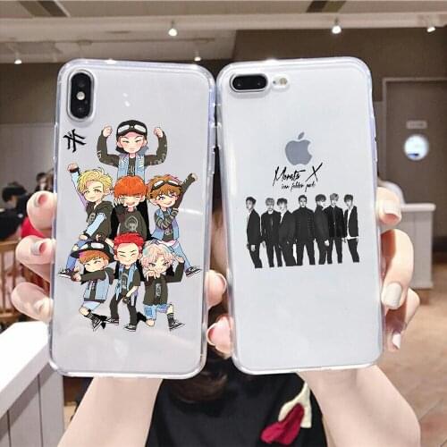 Kpop Monsta X cartoon Phone Case For iphone 5 5s se 2 6 6s 7 8 12 mini plus X XS XR 11 PRO MAX transparent silicone prime pretty