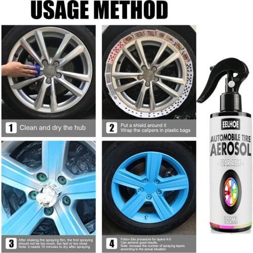 Peelable Wheel Paint 30/100ML Automotive Tire Peel Paint Spray Red Blue Orange Gold Green Pink Drop Shipping