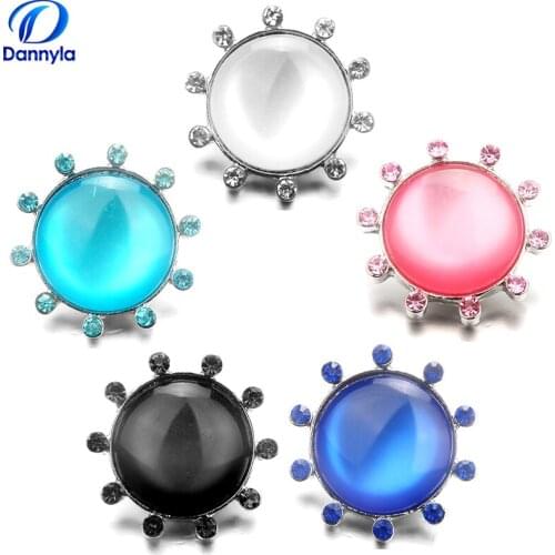 Round Crystal Snap Button Charms Mix Color Snap Charms Jewelry For Women LSSN484