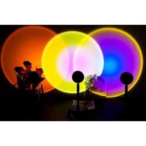 5V USB Rainbow Sunset Laser Projector Atmosphere Lamp Home Coffe shop Background Wall Decoration Led Night Light Effect Lamp