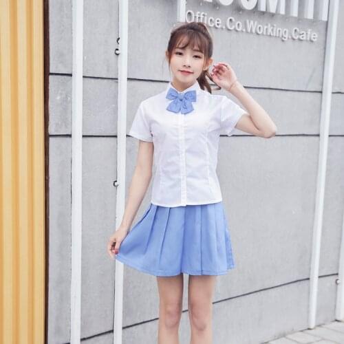 Girls Summer School Uniform Students Short Sleeve School Wear Navy Sailor Suit Performance Suit Short-sleeved Shirt Suit D-0573
