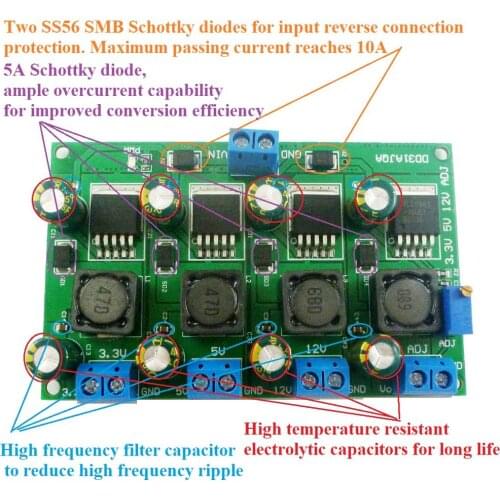 LM2596 4CH DC-DC Buck Converter Switching Power Supply 4.5-30V 24V Step-Down TO 3.3V 5V 12V ADJ Adjustable Voltage Regulated