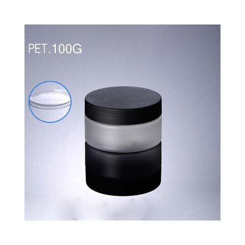 100G matt white PET cream bottle Jar PET cream cans Refillable bottles cream bottles w black/ matte cover Cosmetic Packaging