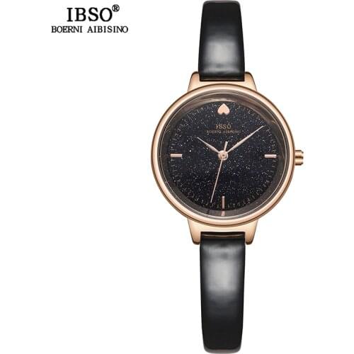 IBSO Fashion Shining Dial Design Watches For Female Leather Strap Watch High Quality Women Quartz Watch