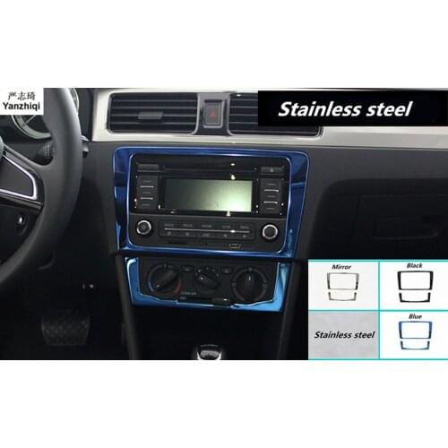 Stainless steel Navigation decoration frame Air conditioning knob panel for Skoda 2014-2017 Rapid / Rapid Spaceback