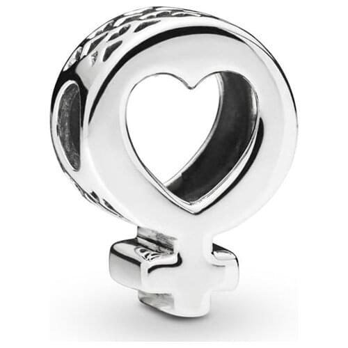 2019 New Original 925 Sterling Silver Bead Female Symbol Charm Fit Pandora Bracelet Bangle DIY Women Jewelry