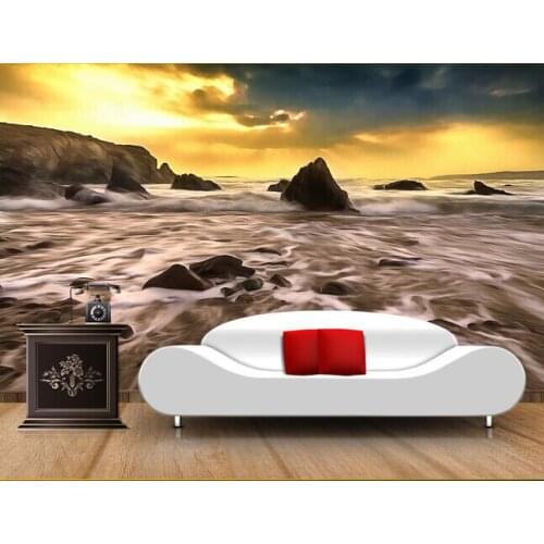 Custom landscape wallpaper, the sea sunrise murals for the living room bedroom TV background wall top luxury 3d papel de parede