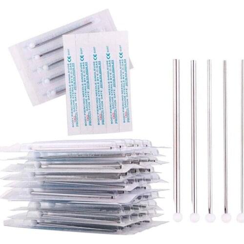 100Pcs Disposable Tattoo 12g/14g/16g/18g/20g Sterile Piercing Needles For Navel Nipple Ear Nose Lips Kit Tool