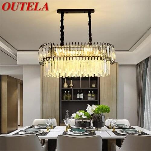 OUTELA Luxury Chandelier Fixtures Modern Oval Crystal Pendant Lamp Light Home LED for Dining Room Decoration