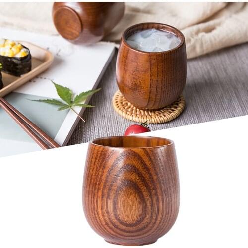 Handmade Wood Cups Japanese Style Sake Cup Wooden Beer Milk Tea Coffee Drinking Cups Juice Lemon Teacup