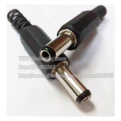 DC Power Cable Male Plug Connecter 5.5x2.5 Socket For Laptop Device ,14mm length plug , Plastic . 5.5/2.5 ,50pcs ,Free shipping