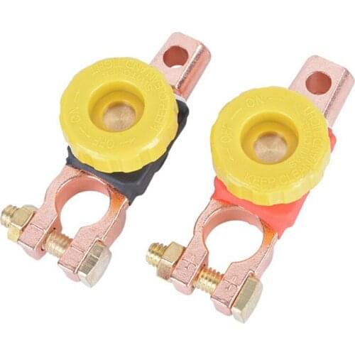 Universal Battery Master Disconnect Switch Battery Terminal Link Switch Isolator with Yellow Knob 12V or 24V for Car
