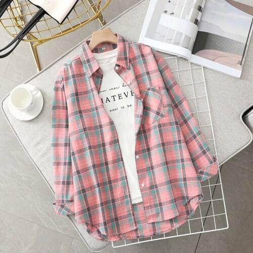 Spring Womens clothing Shirts Blouses Women Shirt long sleeve woman top Korean style loose retro design sense niche