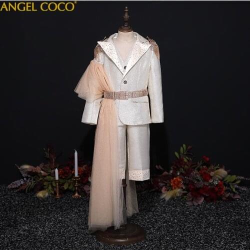 High-end custom Girls boys suits for weddings Beauty Contest Models Catwalk Fashion Childrens Stage Costumes Royal Etiquette