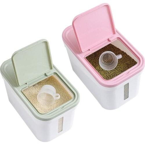 10Kg Rice Container Transparent Storage Box Rice Cylinder Barrel Grain Bucket Insect-Proof Moisture-Proof Kitchen Supplies