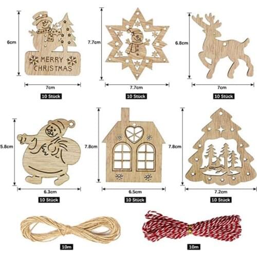 10PCS Wooden Christmas Ornaments Wood Slices with Holes for Kids DIY Crafts Centerpieces Holiday Christmas Tree Hanging Decor